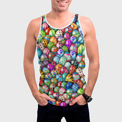 Майка-безрукавка мужская Пасхальные крашеные яйца, цвет: 3D-белый — фото 2