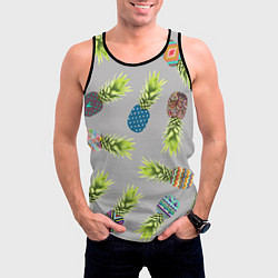 Майка-безрукавка мужская Узорные ананасы, цвет: 3D-черный — фото 2