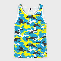Майка-безрукавка мужская Камуфляж Небесно-Синий, цвет: 3D-белый