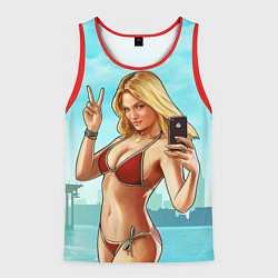 Майка-безрукавка мужская GTA Beach girl, цвет: 3D-красный