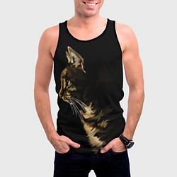 Майка-безрукавка мужская Задумчивый полосатый кот, цвет: 3D-черный — фото 2