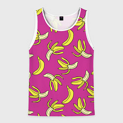 Майка-безрукавка мужская Banana pattern Summer Color, цвет: 3D-белый