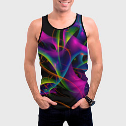 Майка-безрукавка мужская Vanguard neon pattern Авангардный неоновый паттерн, цвет: 3D-черный — фото 2
