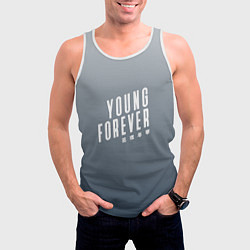 Майка-безрукавка мужская Навечно молодой Young forever, цвет: 3D-белый — фото 2