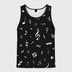 Мужская майка без рукавов Нотные Знаки Белые на Черном