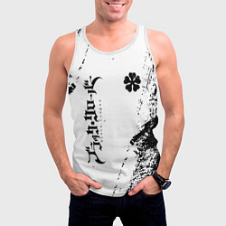 Майка-безрукавка мужская Black clover чёрный клевер вертикальная надпись, цвет: 3D-белый — фото 2