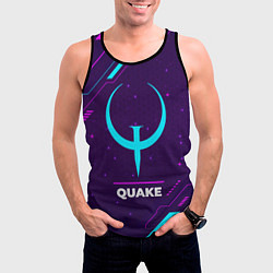 Майка-безрукавка мужская Символ Quake в неоновых цветах на темном фоне, цвет: 3D-черный — фото 2