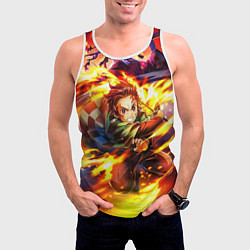 Майка-безрукавка мужская Клинок, рассекающий демонов Demon Slayer, цвет: 3D-белый — фото 2