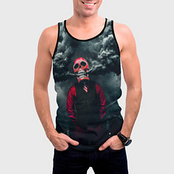 Майка-безрукавка мужская Smoke Дым Skull, цвет: 3D-черный — фото 2