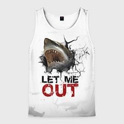 Майка-безрукавка мужская Акула Let me out - пасть акулы, цвет: 3D-белый