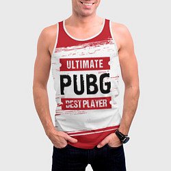 Майка-безрукавка мужская PUBG: красные таблички Best Player и Ultimate, цвет: 3D-белый — фото 2