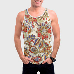 Майка-безрукавка мужская Цветочный винтажный орнамент, цвет: 3D-белый — фото 2