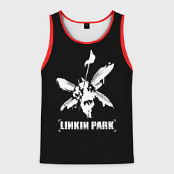 Майка-безрукавка мужская Linkin Park белый, цвет: 3D-красный