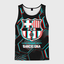 Майка-безрукавка мужская Barcelona FC в стиле Glitch на темном фоне, цвет: 3D-черный