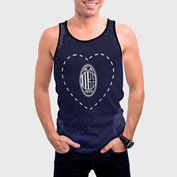 Майка-безрукавка мужская Лого AC Milan в сердечке на фоне мячей, цвет: 3D-черный — фото 2