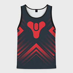 Майка-безрукавка мужская Красный Символ Destiny на темном фоне со стрелками, цвет: 3D-черный