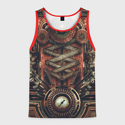 Майка-безрукавка мужская Mechanical device in Steampunk Retro style, цвет: 3D-красный