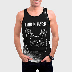 Майка-безрукавка мужская Группа Linkin Park и Рок Кот, цвет: 3D-черный — фото 2