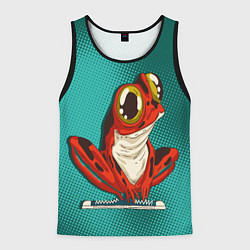 Майка-безрукавка мужская Странная красная лягушка, цвет: 3D-черный