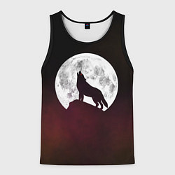 Майка-безрукавка мужская Волк и луна Wolf and moon, цвет: 3D-черный
