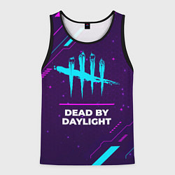 Майка-безрукавка мужская Символ Dead by Daylight в неоновых цветах на темно, цвет: 3D-черный