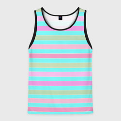 Мужская майка без рукавов Pink turquoise stripes horizontal Полосатый узор