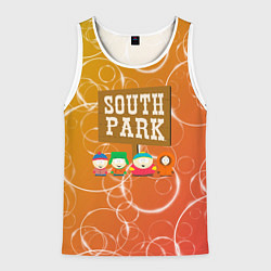 Майка-безрукавка мужская Южный Парк - на фоне кружков, цвет: 3D-белый