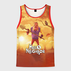 Майка-безрукавка мужская Hello Neighbor Привет сосед Сосед с лопатой, цвет: 3D-красный