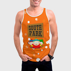 Майка-безрукавка мужская Южный Парк на фоне кружков, цвет: 3D-белый — фото 2