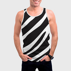 Майка-безрукавка мужская Анималистичный рисунок зебра, цвет: 3D-белый — фото 2