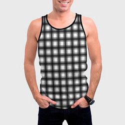 Майка-безрукавка мужская Black and white trendy checkered pattern, цвет: 3D-черный — фото 2