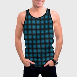 Майка-безрукавка мужская Black and blue plaid, цвет: 3D-черный — фото 2