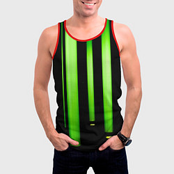 Майка-безрукавка мужская Абстрактные неоновые колбы с кислотой - Зелёный, цвет: 3D-красный — фото 2