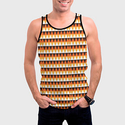Майка-безрукавка мужская Треугольники на оранжевом фоне, цвет: 3D-черный — фото 2