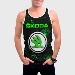 Майка-безрукавка мужская SKODA - ЗЕЛЕНЫЕ БРЫЗГИ, цвет: 3D-белый — фото 2