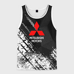 Майка-безрукавка мужская Mitsubishi - След протектора, цвет: 3D-белый