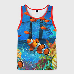Мужская майка без рукавов Затонувший корабль в окружении обитателей океана