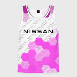 Майка-безрукавка мужская Nissan pro racing: символ сверху, цвет: 3D-белый