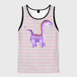 Майка-безрукавка мужская Фиолетовый маленький динозаврик, цвет: 3D-черный