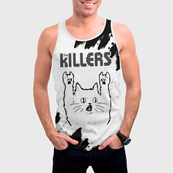 Майка-безрукавка мужская The Killers рок кот на светлом фоне, цвет: 3D-белый — фото 2
