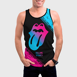 Майка-безрукавка мужская Rolling Stones - neon gradient, цвет: 3D-черный — фото 2