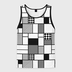 Мужская майка без рукавов Черно белый геометрический скандинавский узор