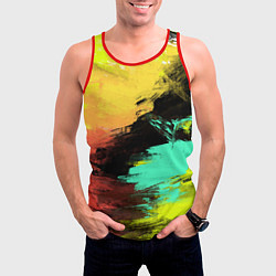 Майка-безрукавка мужская Яркий красочный гранж, цвет: 3D-красный — фото 2