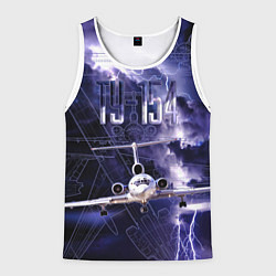 Майка-безрукавка мужская Ту-154 Ночные полет, цвет: 3D-белый