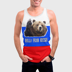 Майка-безрукавка мужская Привет из России - медведь и триколор, цвет: 3D-белый — фото 2