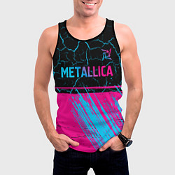 Майка-безрукавка мужская Metallica - neon gradient: символ сверху, цвет: 3D-черный — фото 2