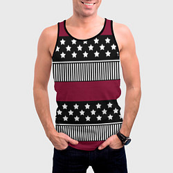 Майка-безрукавка мужская Burgundy black striped pattern, цвет: 3D-черный — фото 2