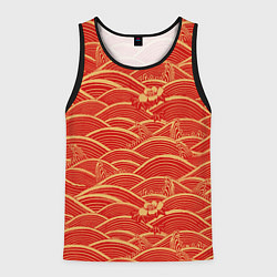 Майка-безрукавка мужская Китайская иллюстрация волн, цвет: 3D-черный