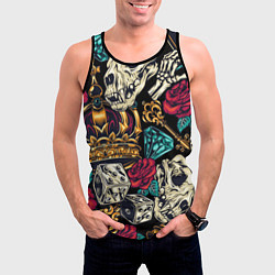 Майка-безрукавка мужская Тату алмаза и черепа, цвет: 3D-черный — фото 2