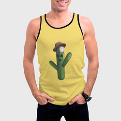 Майка-безрукавка мужская Кактус с шляпой, цвет: 3D-черный — фото 2